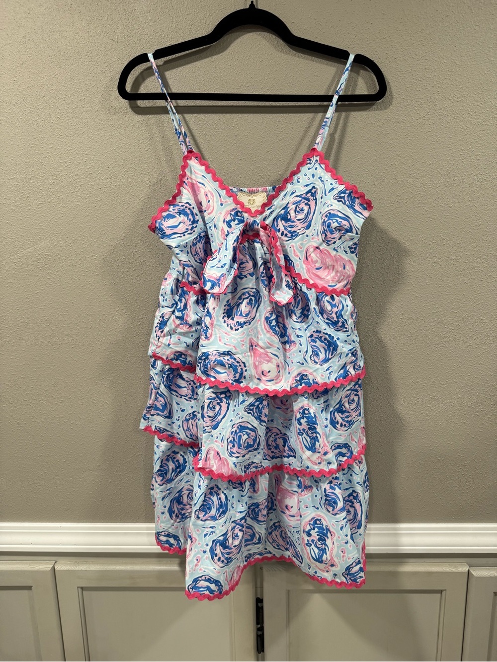 NWT Floral Tiered Summer Dress with Pink Trim - Picture 2 of 5
